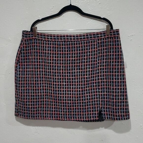 Eloquii Chic Black, Red & Blue Tweed Skirt Size 18 - Picture 3 of 13